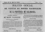 Boletín Oficial de Ventas de Bienes Nacionales de la Provincia de Salamanca